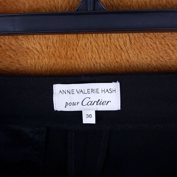 ANNE VALERIE HASH Womens Pants Size 36 Black Slim Leg Raw Hem POUR CARTIER - Picture 2 of 8